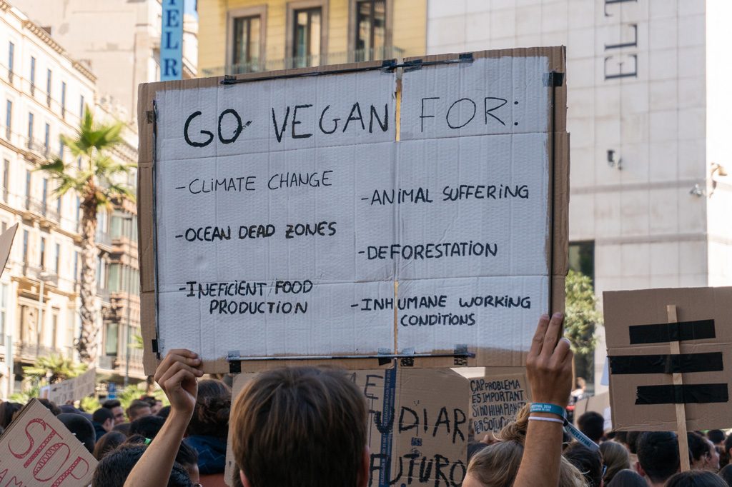 Hazte vegano si quieres frenar el cambio climático.